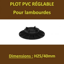 Plot H25/40mm PVC Réglables à Vérin pour Lambourdes Terrasse Bois