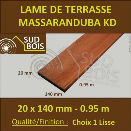 Lame Terrasse Massaranduba KD 20x140 Lisse 2 Faces 20x140 0.92m