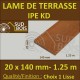 PROMO Lame Terrasse Bois Exotique IPE KD Lisse 2 Faces 20x140 1.25m